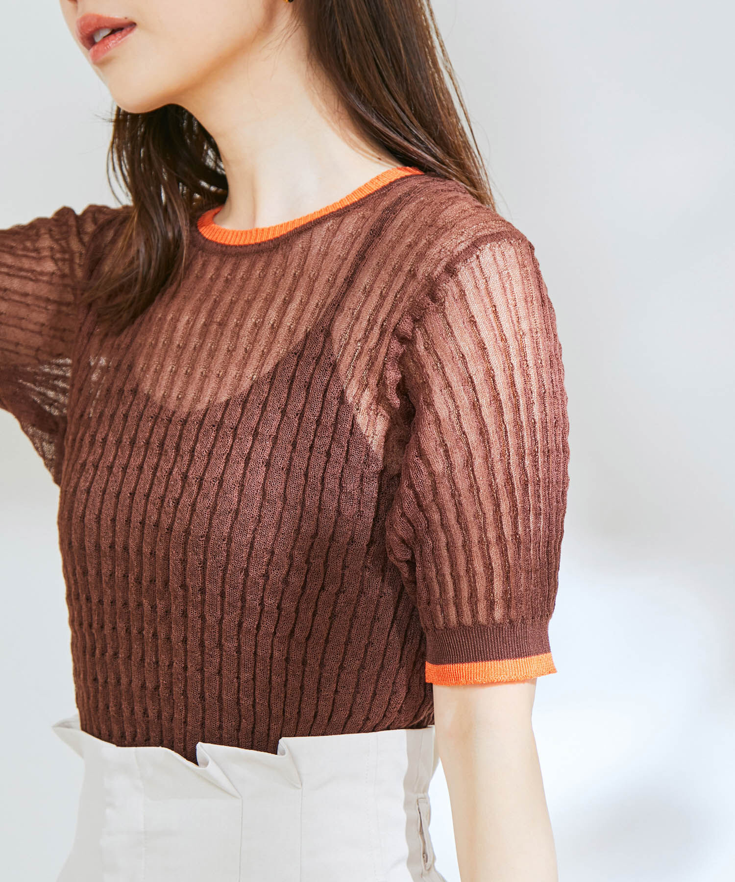 VIS「ポコポコシアーハーフスリーブニット」|ニット・セーター|