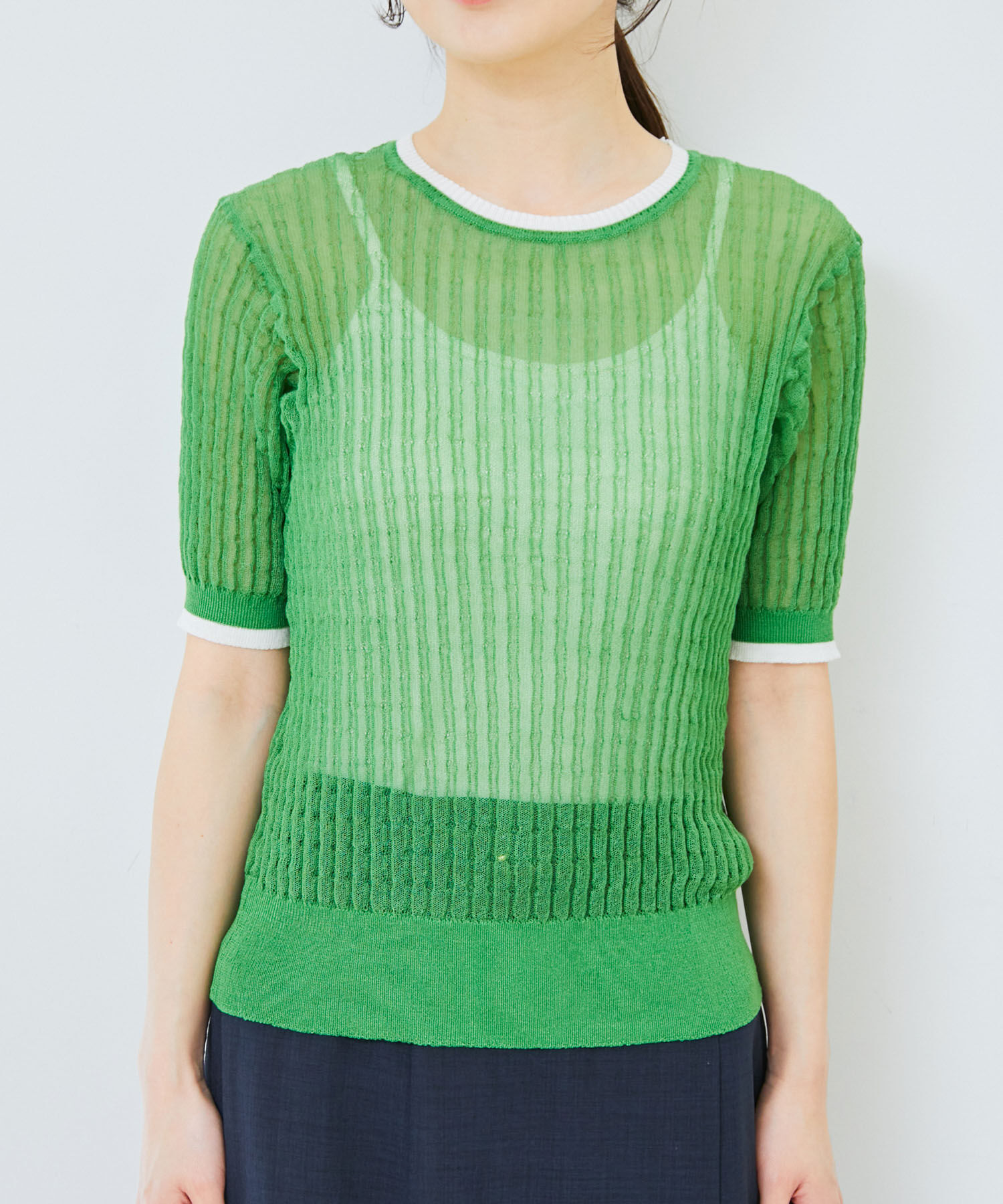 VIS「ポコポコシアーハーフスリーブニット」|ニット・セーター|