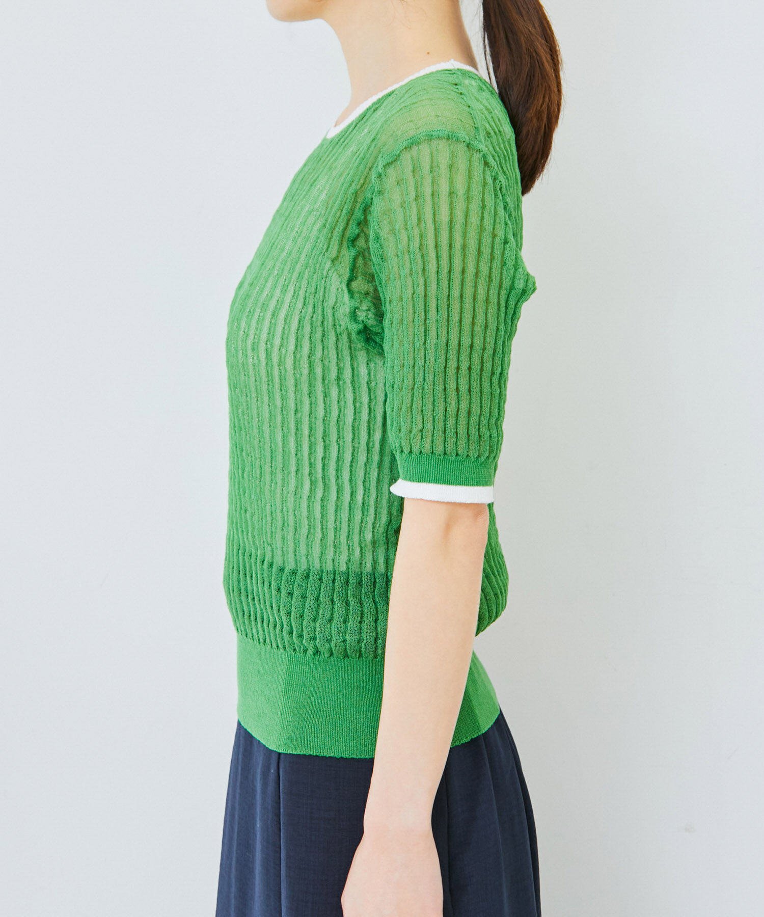 VIS「ポコポコシアーハーフスリーブニット」|ニット・セーター|