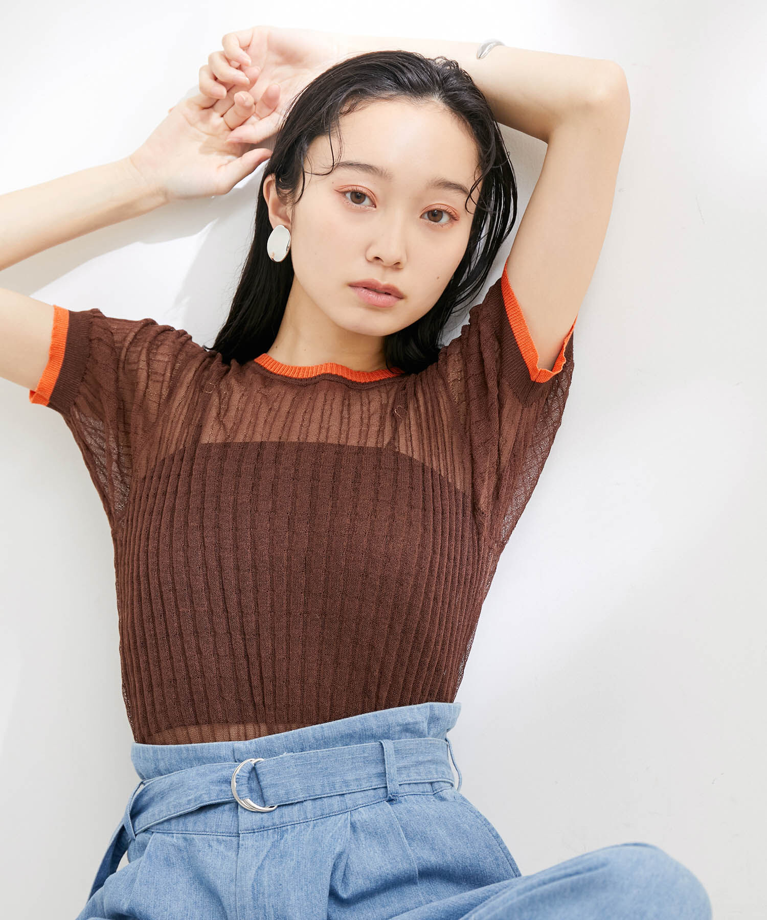 VIS「ポコポコシアーハーフスリーブニット」|ニット・セーター|