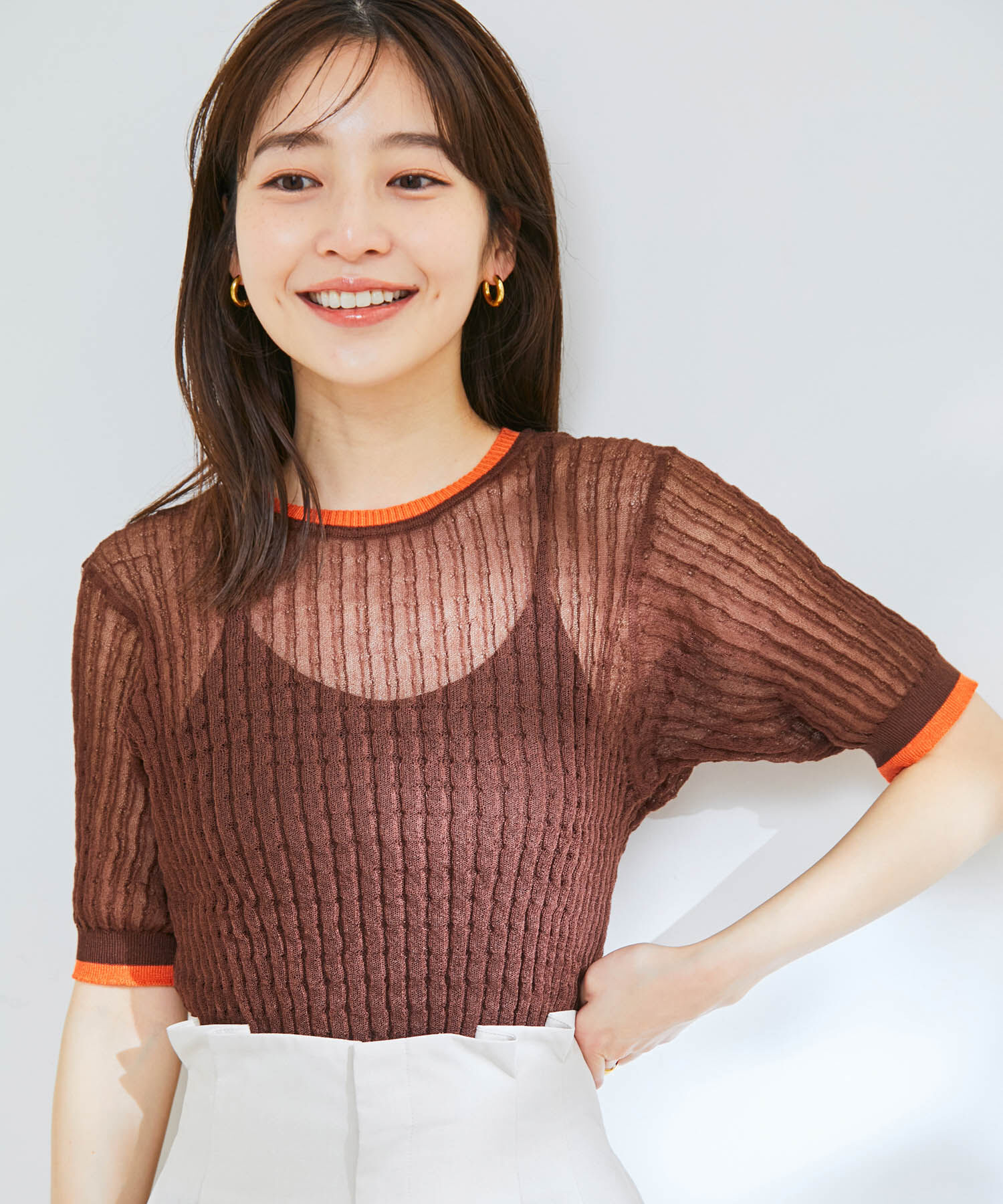 VIS「ポコポコシアーハーフスリーブニット」|ニット・セーター|