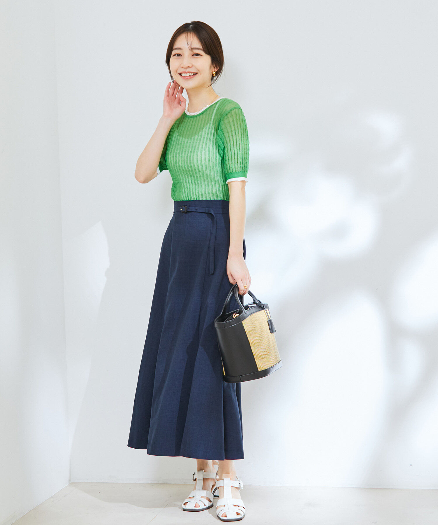 VIS「ポコポコシアーハーフスリーブニット」|ニット・セーター|