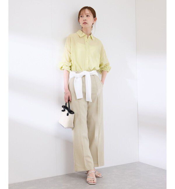 Rope&rsquo;Picnic「【UVカット・速乾】【リネンライク・シリーズ】ピンタックワイドスラックスパンツ/セットアップ対応」|チノ|