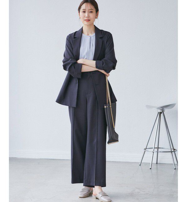 Rope&rsquo;Picnic「【UVカット・速乾】【リネンライク・シリーズ】ピンタックワイドスラックスパンツ/セットアップ対応」|チノ|