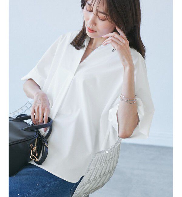 Rope&rsquo;Picnic「【UVカット・接触冷感・イージーケア】スキッパーシャツブラウス」|シャツ・ブラウス|