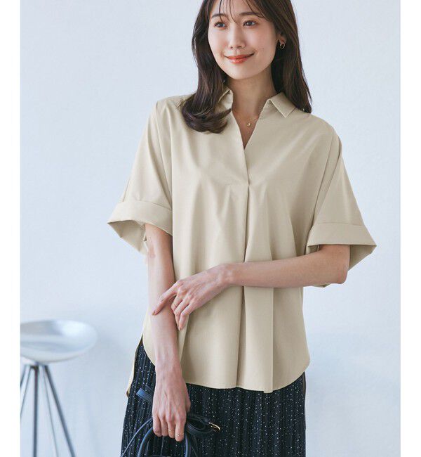 Rope&rsquo;Picnic「【UVカット・接触冷感・イージーケア】スキッパーシャツブラウス」|シャツ・ブラウス|