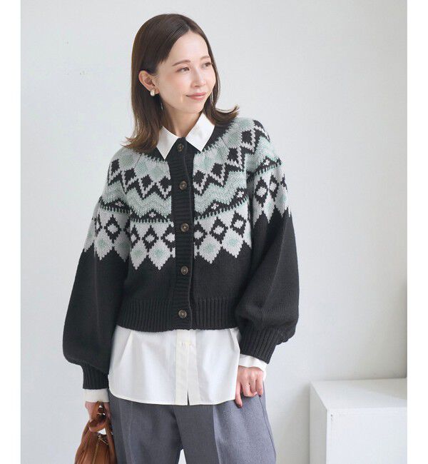 Rope&rsquo;Picnic「求心柄ボリュームスリーブカーディガン/イージーケア」|カーディガン|