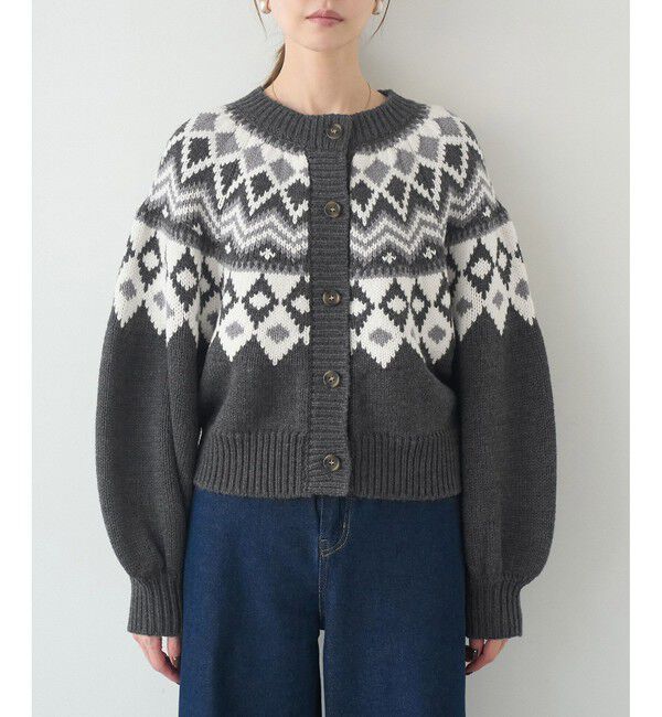 Rope&rsquo;Picnic「求心柄ボリュームスリーブカーディガン/イージーケア」|カーディガン|