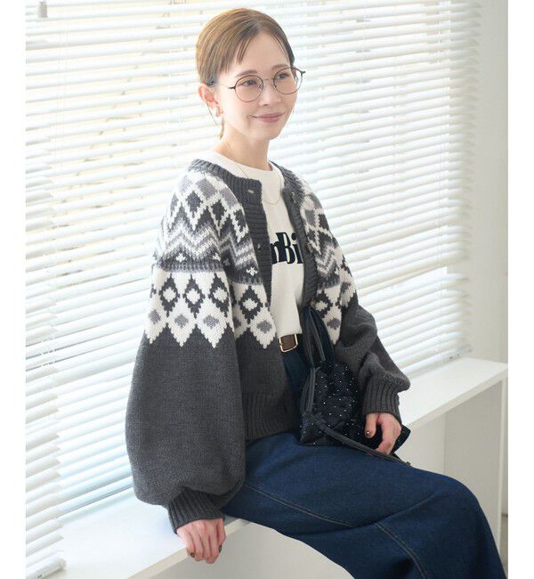 Rope&rsquo;Picnic「求心柄ボリュームスリーブカーディガン/イージーケア」|カーディガン|