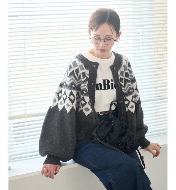 Rope&rsquo;Picnic「求心柄ボリュームスリーブカーディガン/イージーケア」|カーディガン|