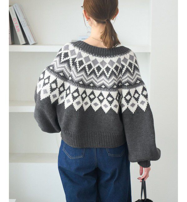 Rope&rsquo;Picnic「求心柄ボリュームスリーブカーディガン/イージーケア」|カーディガン|