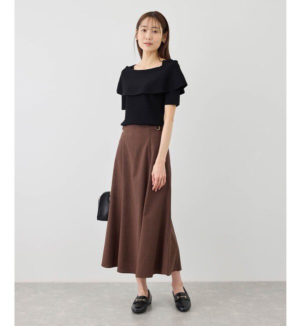 Rope&rsquo;Picnic「八方映えニット ハーフスリーブケープニットプルオーバー/UVカット・接触冷感・イージーケア」|ニット・セーター|