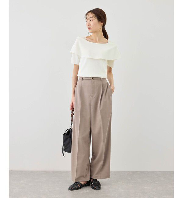 Rope&rsquo;Picnic「八方映えニット ハーフスリーブケープニットプルオーバー/UVカット・接触冷感・イージーケア」|ニット・セーター|