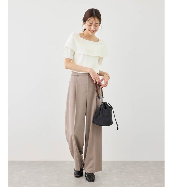 Rope&rsquo;Picnic「八方映えニット ハーフスリーブケープニットプルオーバー/UVカット・接触冷感・イージーケア」|ニット・セーター|