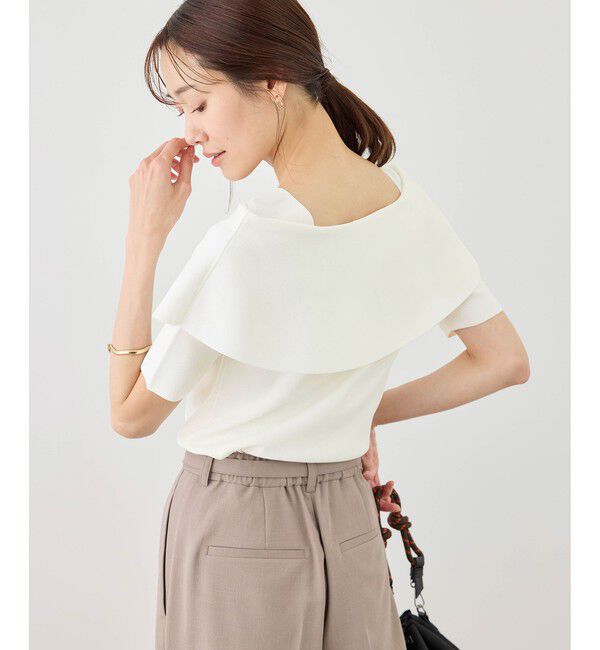 Rope&rsquo;Picnic「八方映えニット ハーフスリーブケープニットプルオーバー/UVカット・接触冷感・イージーケア」|ニット・セーター|