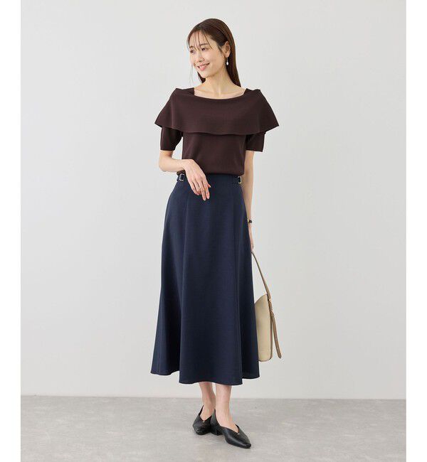 Rope&rsquo;Picnic「八方映えニット ハーフスリーブケープニットプルオーバー/UVカット・接触冷感・イージーケア」|ニット・セーター|