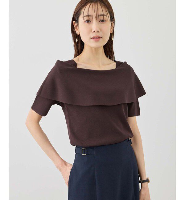 Rope&rsquo;Picnic「八方映えニット ハーフスリーブケープニットプルオーバー/UVカット・接触冷感・イージーケア」|ニット・セーター|