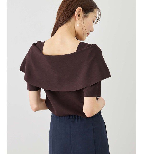 Rope&rsquo;Picnic「八方映えニット ハーフスリーブケープニットプルオーバー/UVカット・接触冷感・イージーケア」|ニット・セーター|