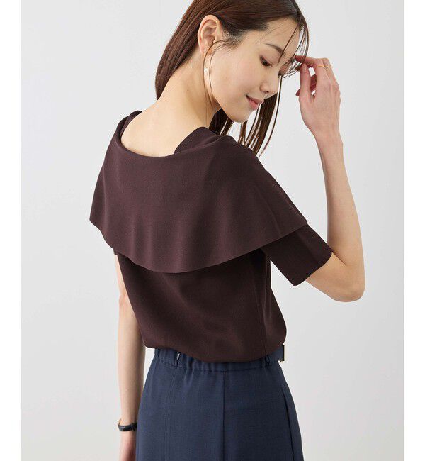 Rope&rsquo;Picnic「八方映えニット ハーフスリーブケープニットプルオーバー/UVカット・接触冷感・イージーケア」|ニット・セーター|