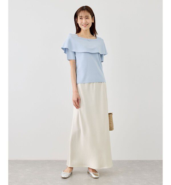 Rope&rsquo;Picnic「八方映えニット ハーフスリーブケープニットプルオーバー/UVカット・接触冷感・イージーケア」|ニット・セーター|