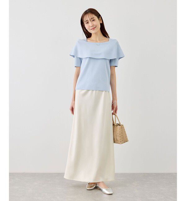 Rope&rsquo;Picnic「八方映えニット ハーフスリーブケープニットプルオーバー/UVカット・接触冷感・イージーケア」|ニット・セーター|