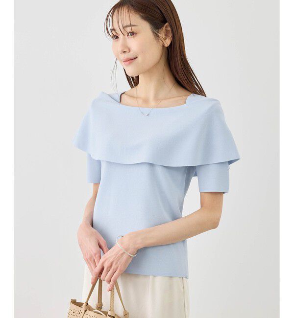 Rope&rsquo;Picnic「八方映えニット ハーフスリーブケープニットプルオーバー/UVカット・接触冷感・イージーケア」|ニット・セーター|