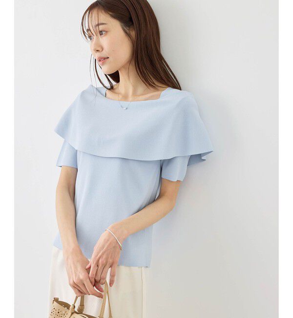 Rope&rsquo;Picnic「八方映えニット ハーフスリーブケープニットプルオーバー/UVカット・接触冷感・イージーケア」|ニット・セーター|