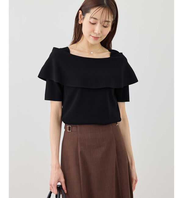 Rope&rsquo;Picnic「八方映えニット ハーフスリーブケープニットプルオーバー/UVカット・接触冷感・イージーケア」|ニット・セーター|