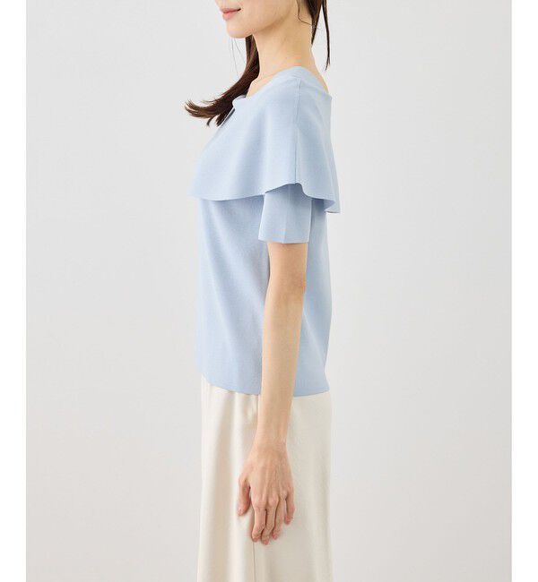 Rope&rsquo;Picnic「八方映えニット ハーフスリーブケープニットプルオーバー/UVカット・接触冷感・イージーケア」|ニット・セーター|