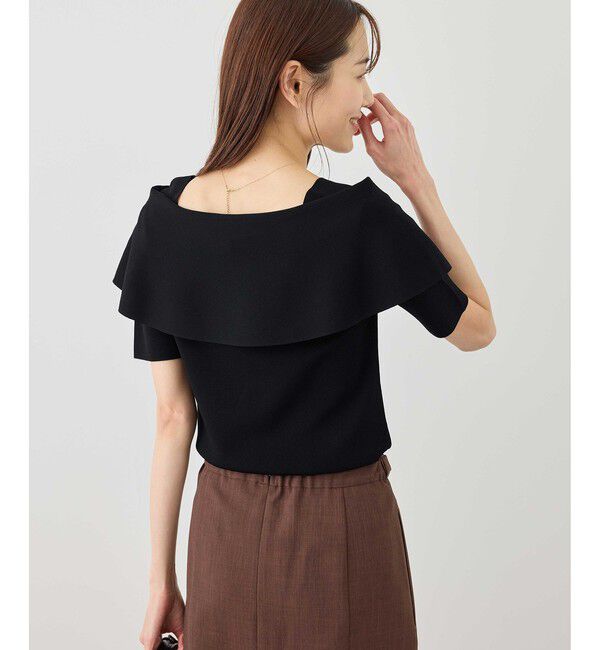 Rope&rsquo;Picnic「八方映えニット ハーフスリーブケープニットプルオーバー/UVカット・接触冷感・イージーケア」|ニット・セーター|