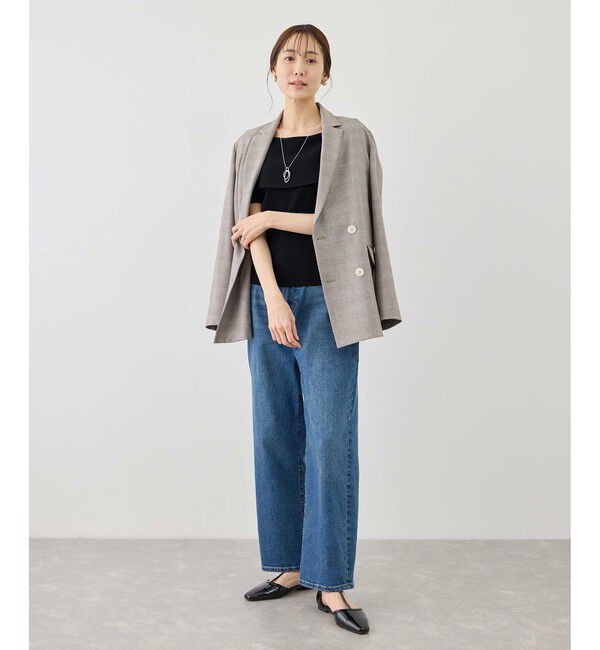 Rope&rsquo;Picnic「八方映えニット ハーフスリーブケープニットプルオーバー/UVカット・接触冷感・イージーケア」|ニット・セーター|