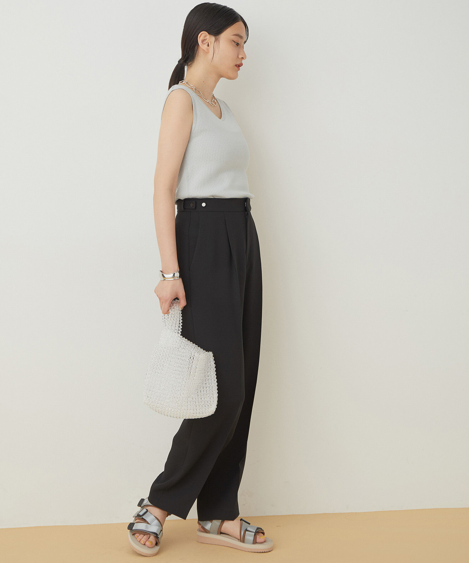 ADAM ET ROPE'「＜洗える＞センタープレスセミワイドスラックス」|スラックス|