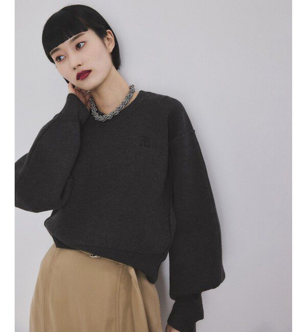 ADAM ET ROPE'「【サステナブル】ロゴパッチスウェットニット」|ニット・セーター|
