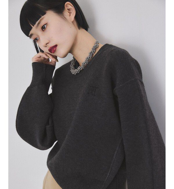 ADAM ET ROPE'「【サステナブル】ロゴパッチスウェットニット」|ニット・セーター|