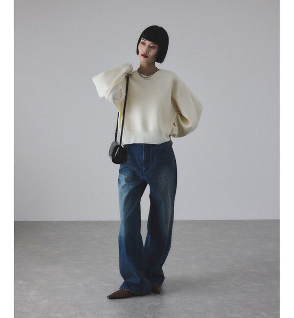 ADAM ET ROPE'「【サステナブル】ロゴパッチスウェットニット」|ニット・セーター|