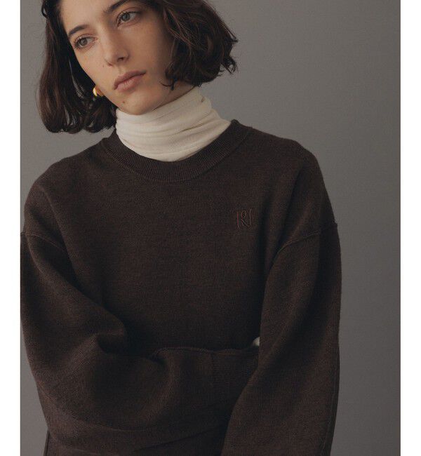 ADAM ET ROPE'「【サステナブル】ロゴパッチスウェットニット」|ニット・セーター|