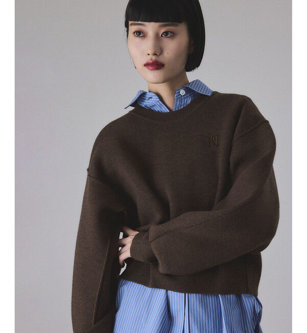 ADAM ET ROPE'「【サステナブル】ロゴパッチスウェットニット」|ニット・セーター|