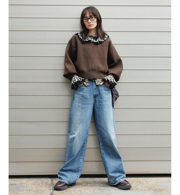 ADAM ET ROPE'「【サステナブル】ロゴパッチスウェットニット」|ニット・セーター|