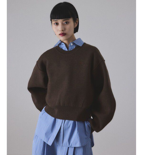 ADAM ET ROPE'「【サステナブル】ロゴパッチスウェットニット」|ニット・セーター|