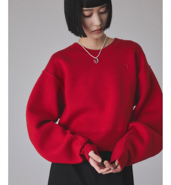 ADAM ET ROPE'「【サステナブル】ロゴパッチスウェットニット」|ニット・セーター|