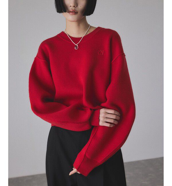 ADAM ET ROPE'「【サステナブル】ロゴパッチスウェットニット」|ニット・セーター|