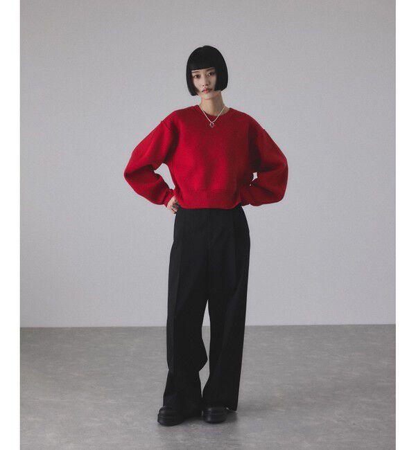 ADAM ET ROPE'「【サステナブル】ロゴパッチスウェットニット」|ニット・セーター|