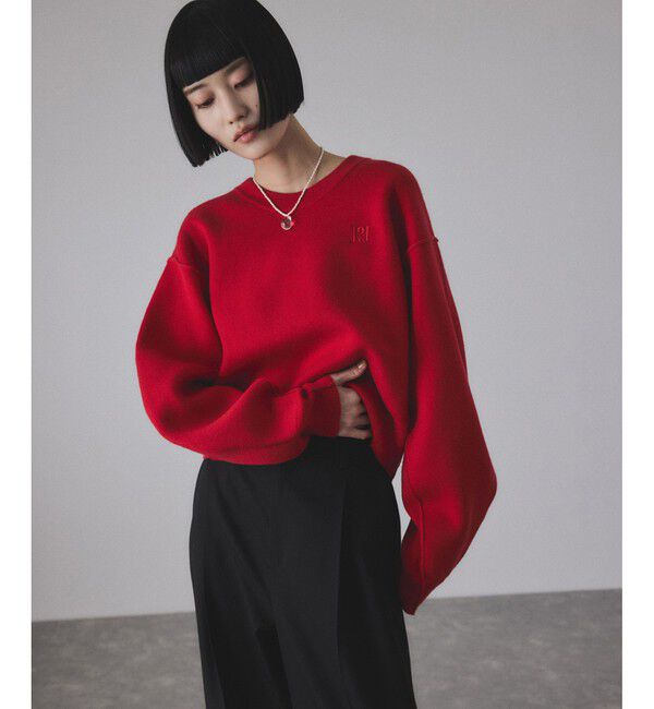 ADAM ET ROPE'「【サステナブル】ロゴパッチスウェットニット」|ニット・セーター|