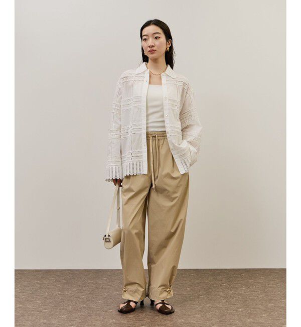 ADAM ET ROPE'「【WEB限定】撥水ウエストタックイージーパンツ」|チノ|