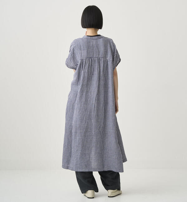 ORCIVAL「ORCIVAL | リネンチェック フレンチスリーブ シャツワンピース WOMEN」|ワンピース|