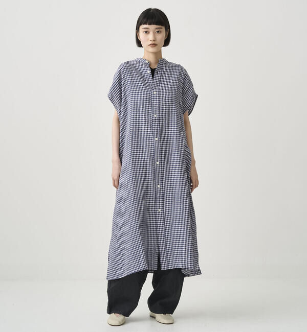ORCIVAL「ORCIVAL | リネンチェック フレンチスリーブ シャツワンピース WOMEN」|ワンピース|
