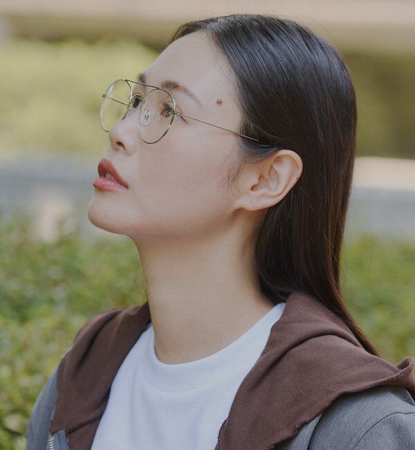  「【WHIMSIC/面長/逆三角形】ツーブリッジサングラス」|ピアス|