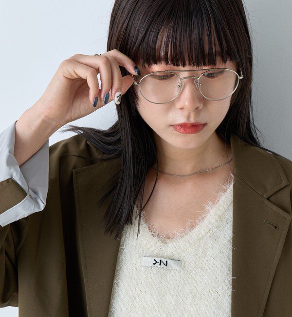  「【WHIMSIC/面長/逆三角形】ツーブリッジサングラス」|ピアス|