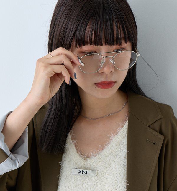  「【WHIMSIC/面長/逆三角形】ツーブリッジサングラス」|ピアス|