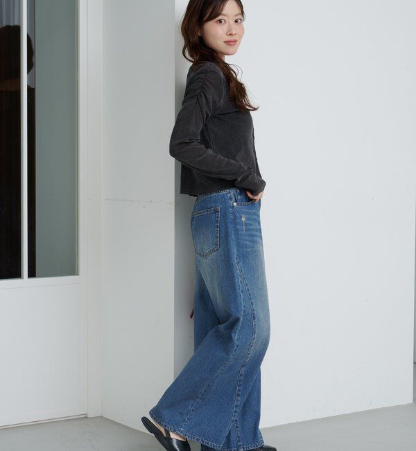  「【2サイズ展開】ストライプベロアフロッキー2wayカーディガン」|Tシャツ・カットソー|